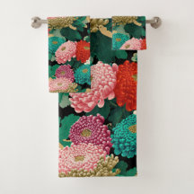 Motif botanique vintage de fleurs de chrysanthème
