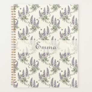 Motif botanique vintage élégant lupin et abeilles 