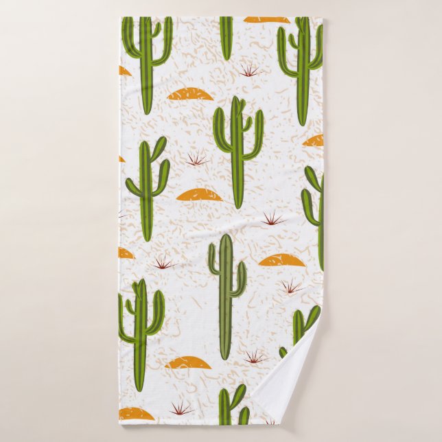 Motif, cactus, texture de sable, st mexicain (Serviette de bain)