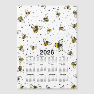 motif Calendrier 2026 avec abeilles et points