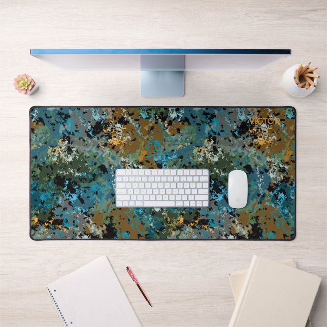 Motif camouflage vert bleu moderne pour armée masc (Bureau 1)