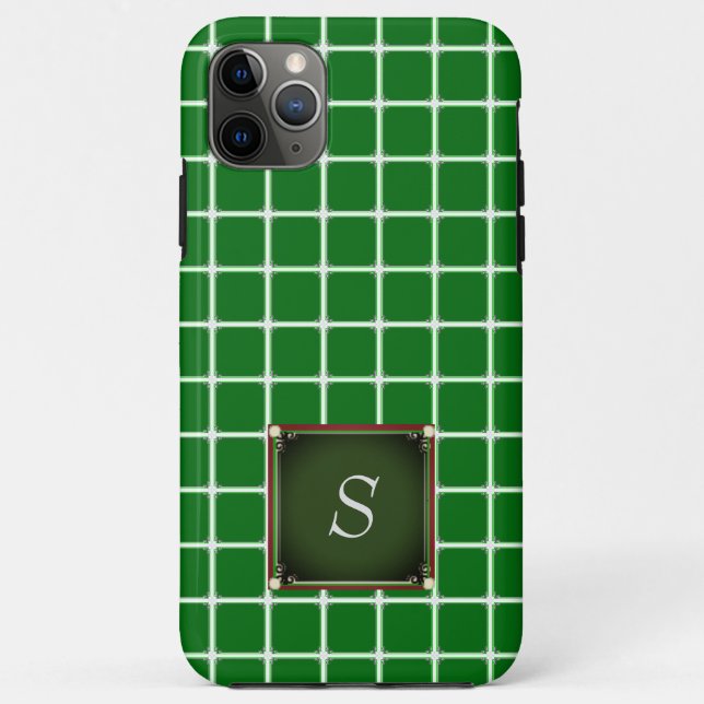 Motif Carré coque iphone vert Monogramme (Dos)