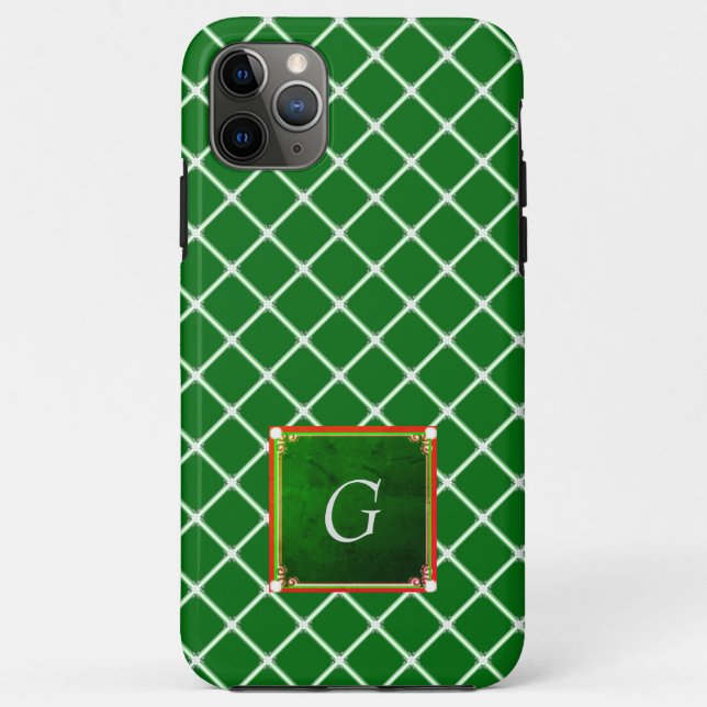 Motif Carré coque iphone vert Monogramme (Dos)
