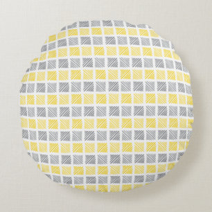 Motif carré Coussin rond jaune et gris
