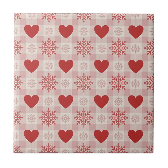 Motif carreau à motif de coeurs rouges mignons et  (Devant)