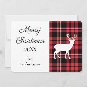 Motif carreau tartan rouge de Noël Cerf blanc