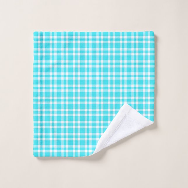 Motif carreaux bleu blanc (Gant de toilette)
