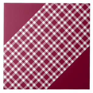 Motif carreaux burgundy blanc