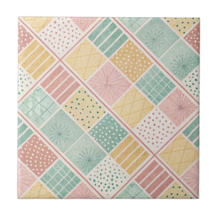 Motif carreaux géométriques pois vichy Modern Mint