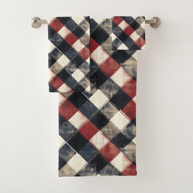 Motif carreaux Navy et Rouge sans époque  (En situation)