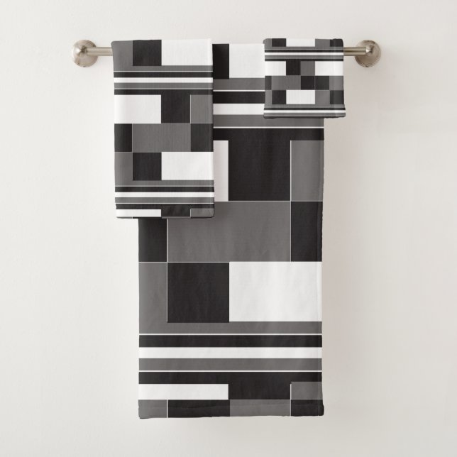 Motif Carreaux Rayures Gris Noir Blanc (En situation)
