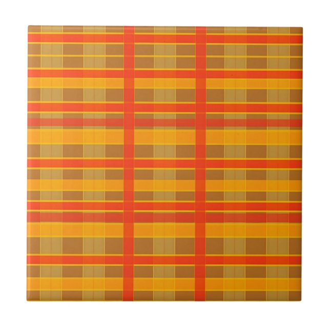 Motif carreaux rouge orange rétro (Devant)