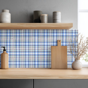 Motif carreaux tartan taupe bleu moderne