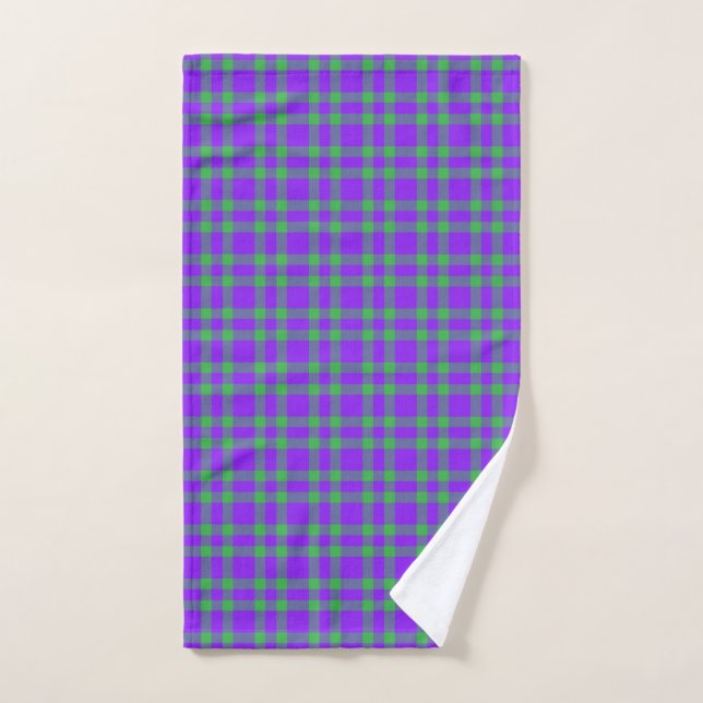 Motif carreaux vert et violet (Serviette à main)