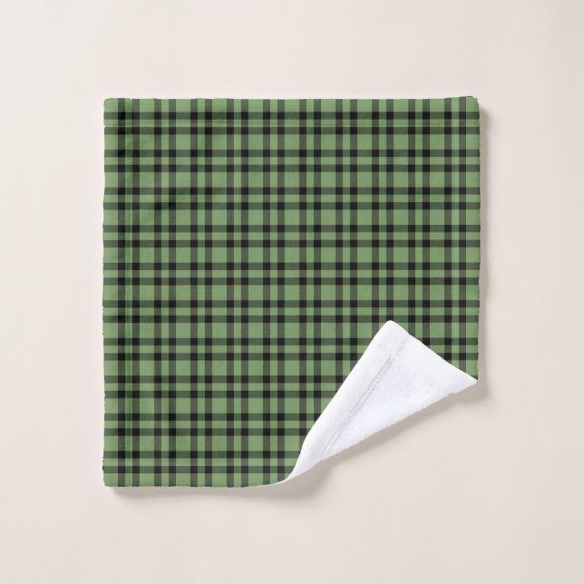 Motif carreaux vert noir (Gant de toilette)