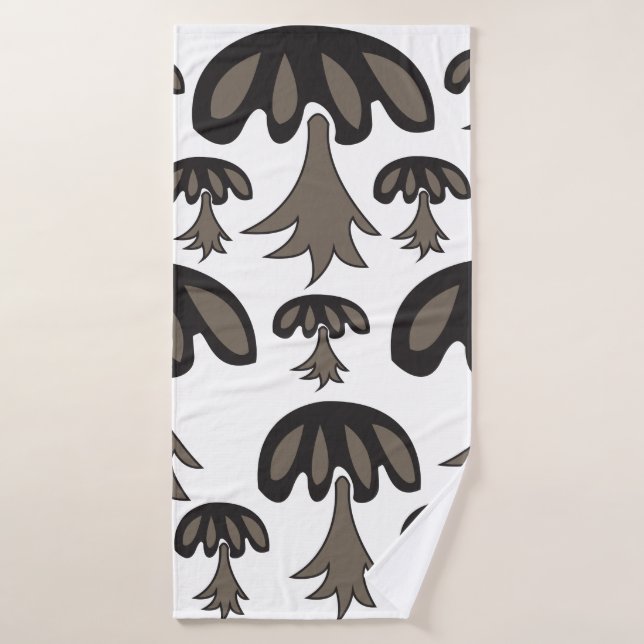 Motif champignon gris noir (Serviette de bain)