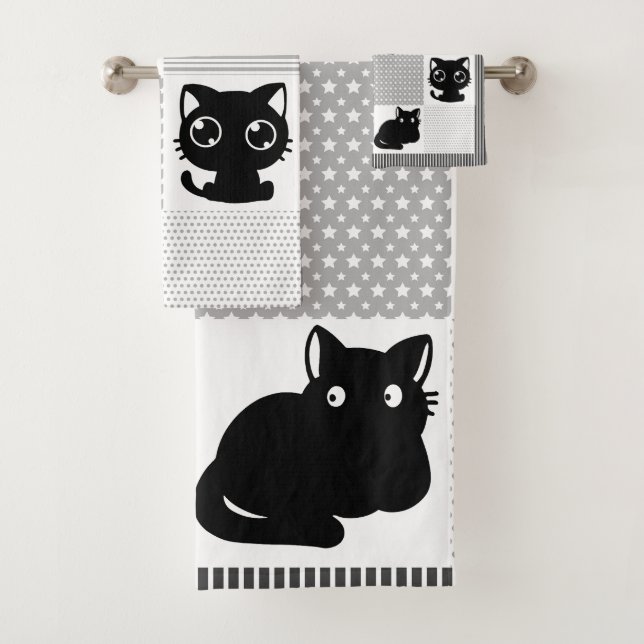 Motif chat noir mignon (En situation)