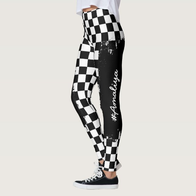 Motif Checker Leggings -Racing- Sport-femmes (Gauche)
