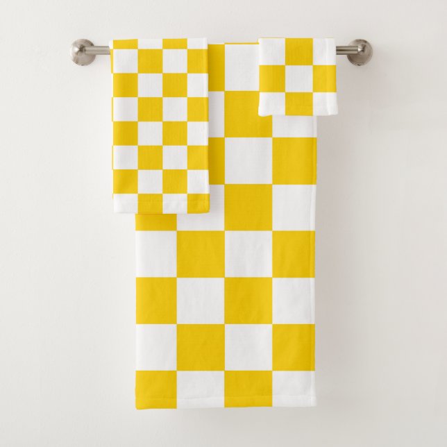Motif chèque À damiers blanc jaune (En situation)