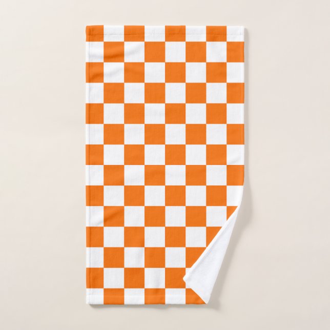 Motif chèque À damiers blanc orange (Serviette à main)