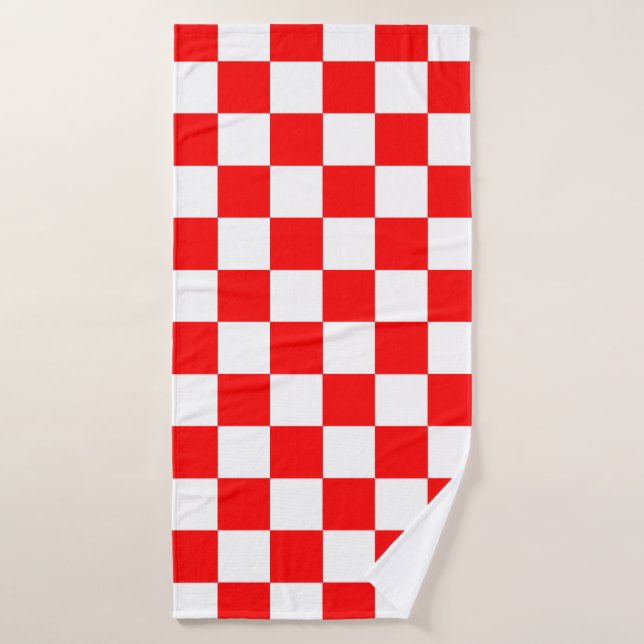 Motif chèque À damiers blanc rouge (Serviette de bain)