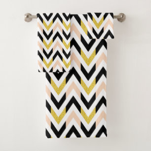 Motif Chevron blanc rose noir moderne