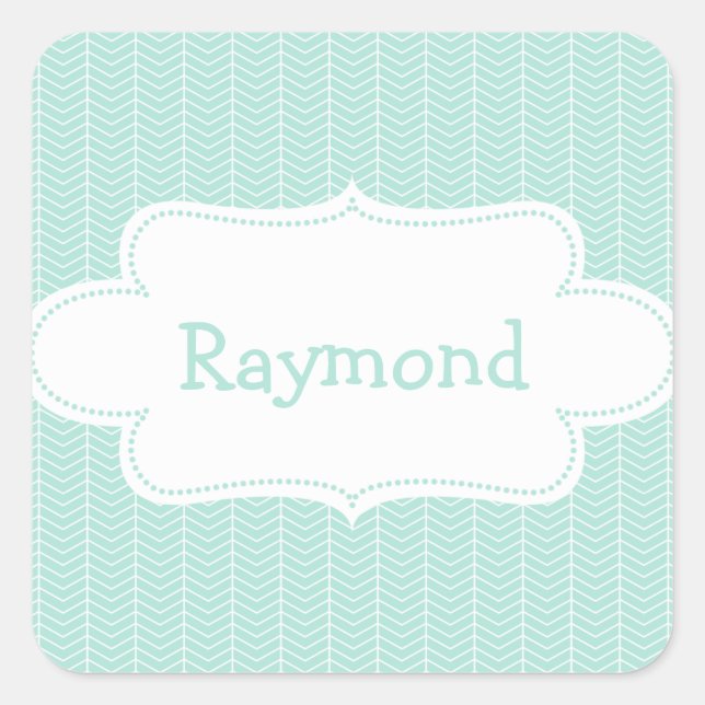 Motif Chevron bleu clair avec Étiquette (Devant)