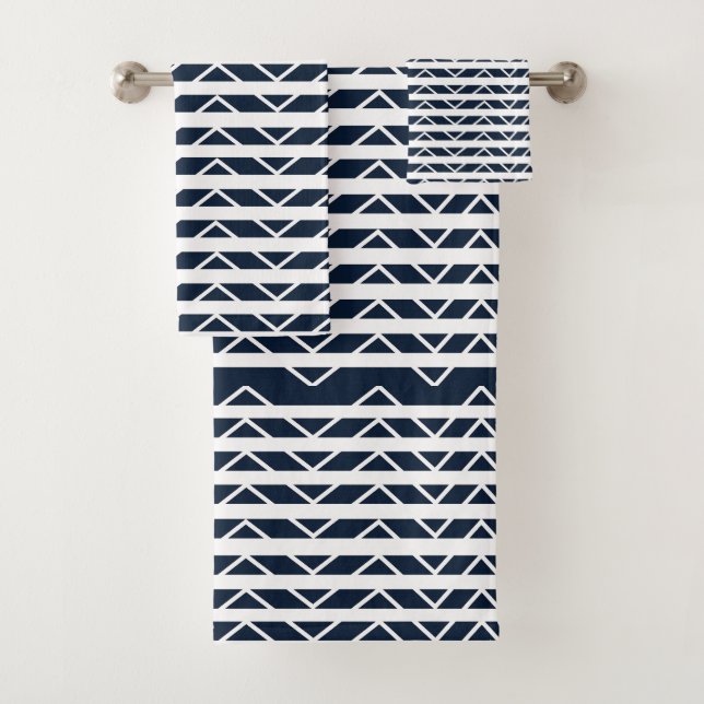 Motif Chevron Bleu Marine Blanc   (En situation)