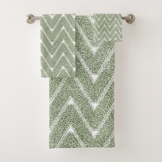 Motif Chevron Vert Sauge Poussiéreux (En situation)