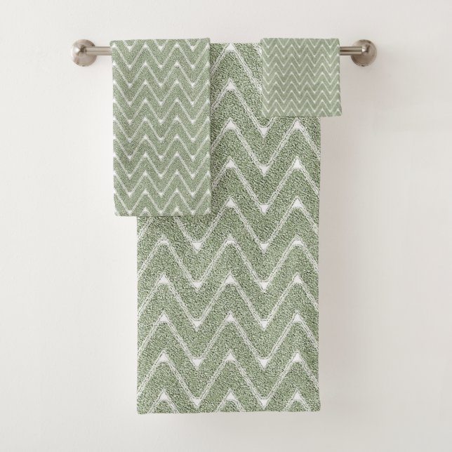 Motif Chevron Vert Sauge Poussiéreux (En situation)