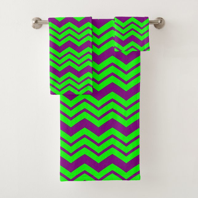 Motif chevron zigzag vert violet  (En situation)