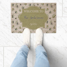 Motif chic aquarelle avec monogramme vert olive