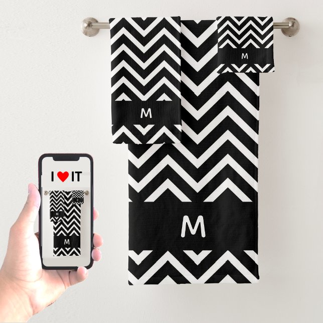 Motif Chic Chevron sur Monogramme Noir et Blanc (Créateur téléchargé)