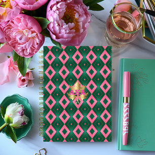 Motif chic rose et vert diamant
