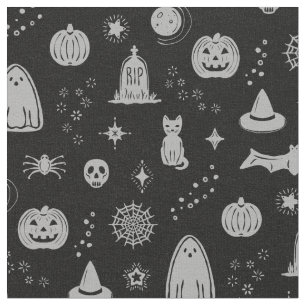 Motif Choses Effrayantes - Tissu Charbon + Brouill