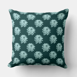 Motif Chrysanthème - Oreiller vert foncé
