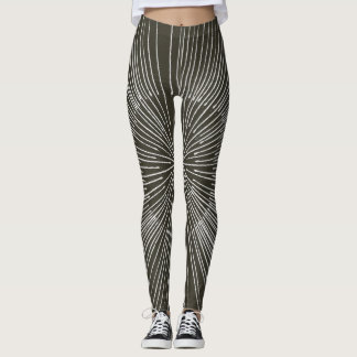 Motif circulaire à rayons blancs sur noir, legging