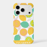Motif Citron Citrus en Turquoise Jaune Personnalis