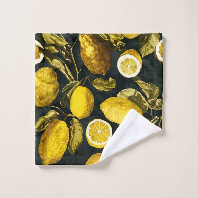 Motif citron et feuille V (Gant de toilette)