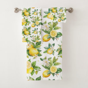 Motif citron, Fleurs de citron, Feuilles, Citrus