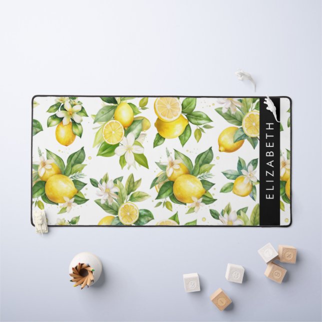 Motif citron, Fleurs de citron, Feuilles, Votre No (Tableau pour enfants)