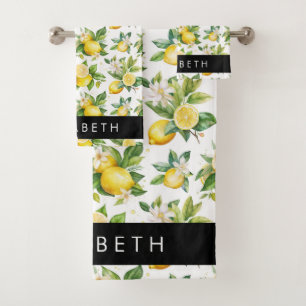 Motif citron, Fleurs de citron, Feuilles, Votre No