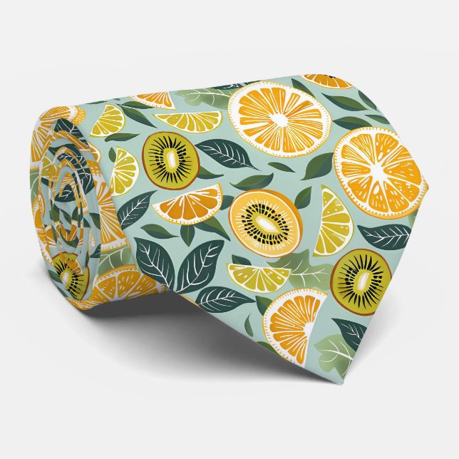 Motif Citron Kiwi Cravate pour Homme  (Roulé)