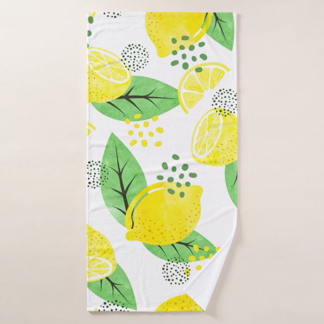 Motif citron sans aquarelle avec fruits et  (Serviette de bain)
