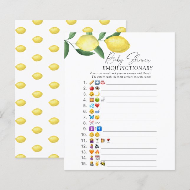 Motif citrons - Jeu de pictionary Emoji (Devant / Derrière)