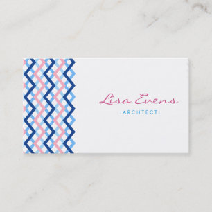 Motif classique Chevron bleu rose Carte de visite