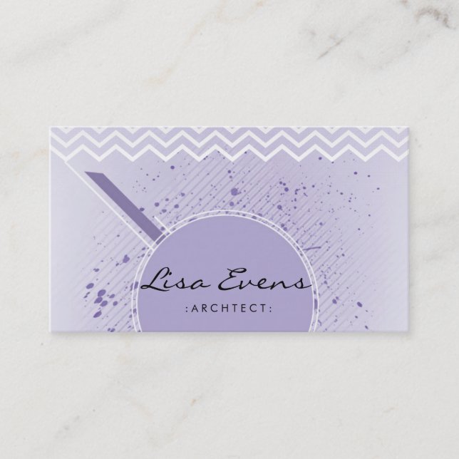 Motif classique Chevron violet Carte de visite (Devant)
