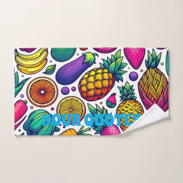 Motif Coloré de Fruits et Légumes  (Serviette à main)