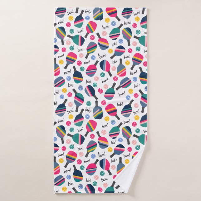 Motif Coloré de Pickleball (Serviette de bain)
