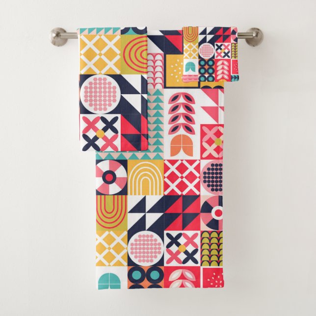 Motif coloré géométrique rétroactif (En situation)